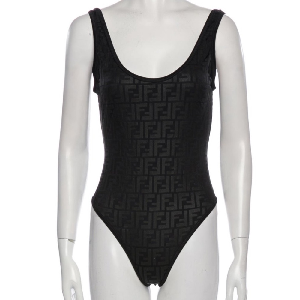 NWOT FENDI black Zucca one piece size XS/S